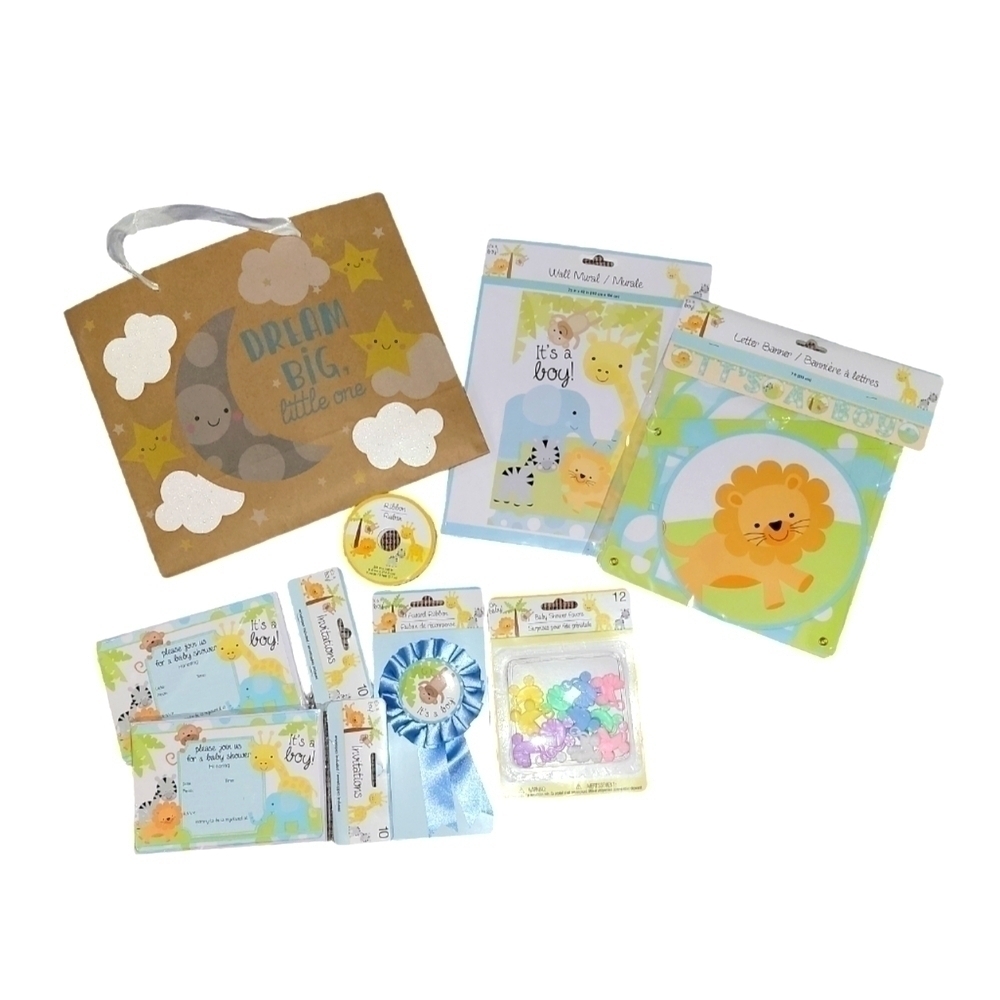 It's a boy! Baby shower gift bag, decorating bundle New! Baby Boy 8 piece bundle